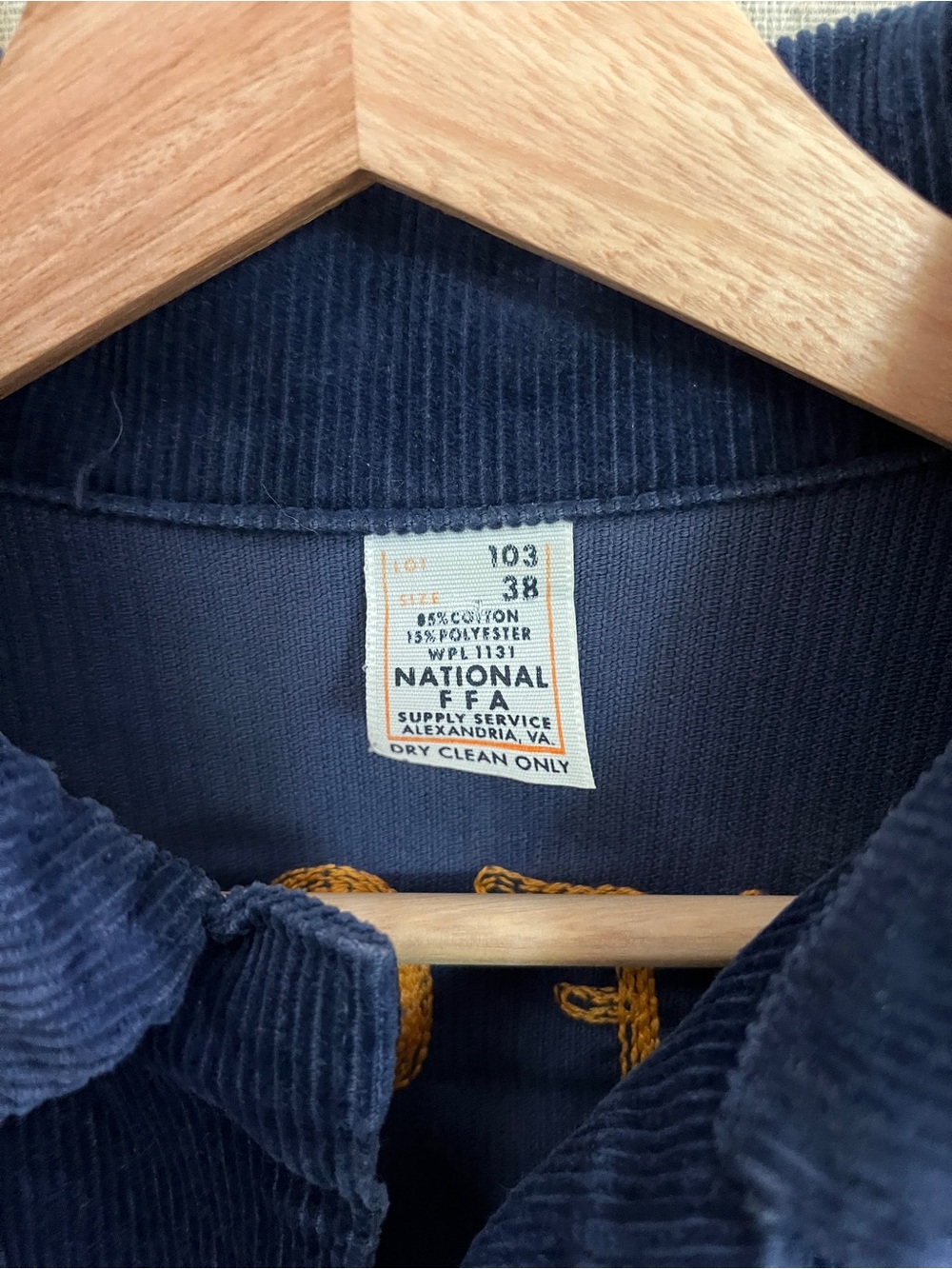 Vintage FFA Deep Indigo Blue Corduroy Jean Jacket California Embroidered Varsity - Picture 8 of 17